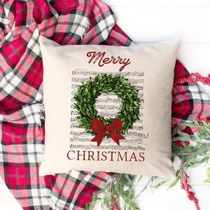 Christmas Pillow Cover, Merry Christmas, 16x16, Brand New, Made to Order